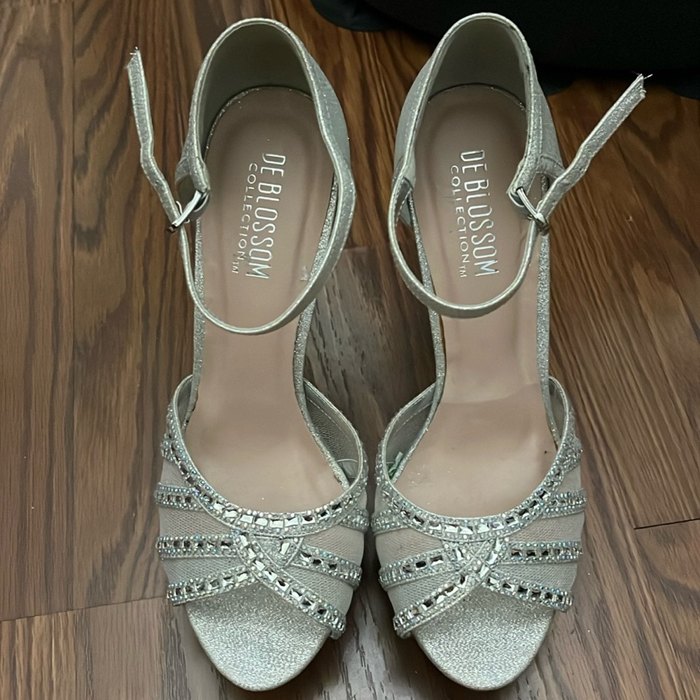 Silver Glitter and Rhinestone Platform heels